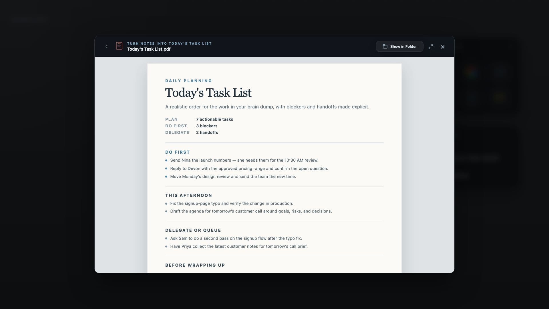 Turn Messy Notes into Today's Task List